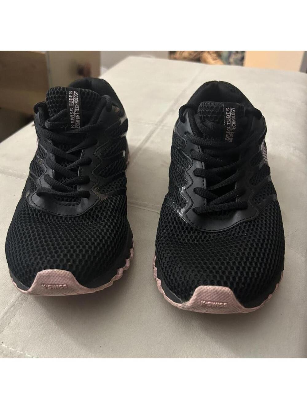 K-Swiss TUBES black comfort running shoes with pink sole size 8 #running #tubes